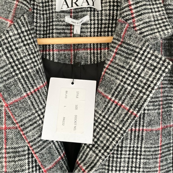 BNWT ARAY Mens Womens Unisex Plaid/Black & White Check Tweed Overcoat UK LARGE - Picture 4 of 13